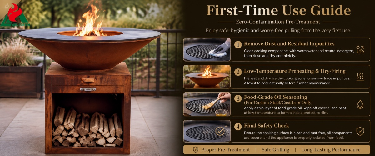 First-Time Use of the New Corten BBQ Grill